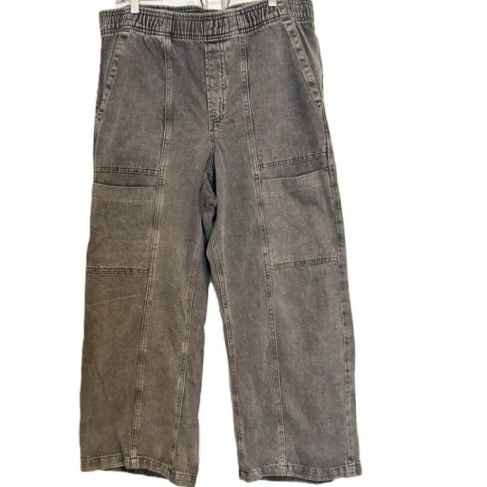 Gap High Rise Elastic Waist Wide Leg Cargo Pants Sz Large